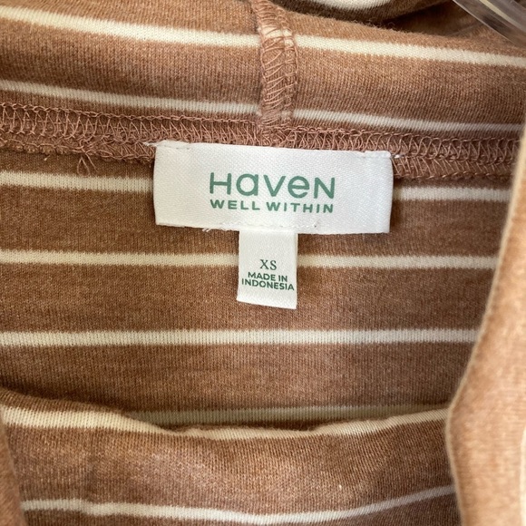 Talbots Haven 2pc Lounge Set Funnel Neck Pullover/Jogger Camel/White (Size XS) - Picture 6 of 9